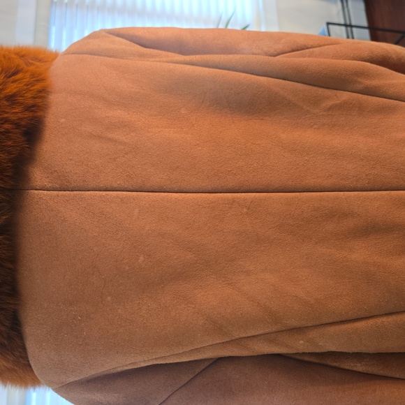 VTG Fox Fur Genuine Leather Shearling Penny Lane Coat XL Tan Brown Womens - Picture 7 of 14